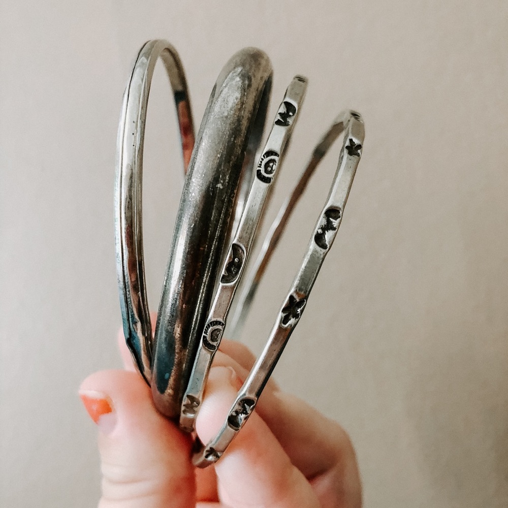 Vintage silver bohemian bangles
